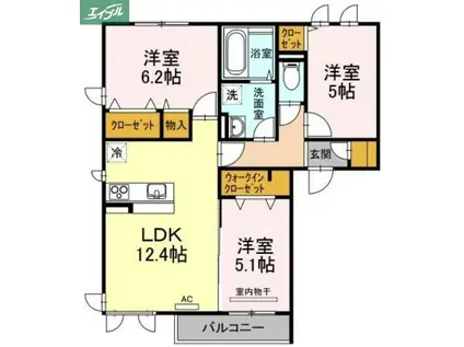 PISARA(3LDK/2階)の間取り写真