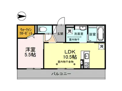 リヴィエール(1LDK/2階)の間取り写真
