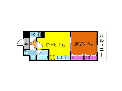 ベロクオーレ三国(1DK/3階)の間取り写真