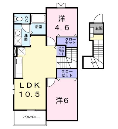 エトワールA(2LDK/2階)の間取り写真