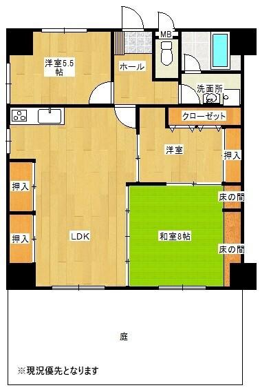 グランピア博多東(3LDK/1階)の間取り写真