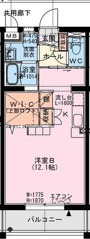 BEIL(ワンルーム/3階)の間取り写真