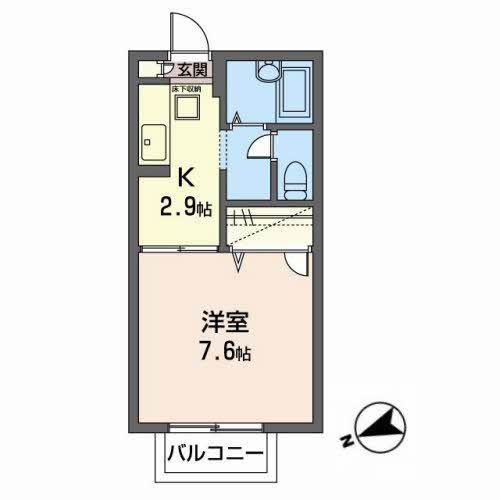 ジュネス文屋II(1K/1階)の間取り写真