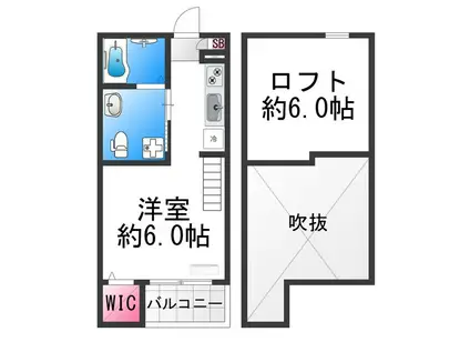 FLEUR堺(1K/2階)の間取り写真