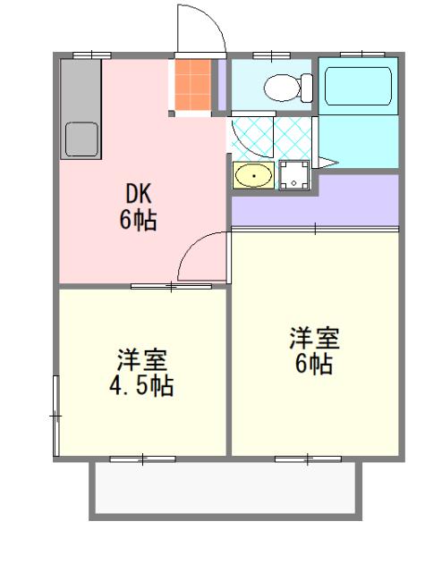 フローラル中尾(2DK/2階)の間取り写真