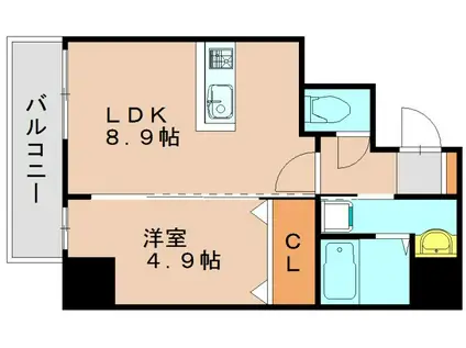 ウインステージ箱崎II(1LDK/4階)の間取り写真