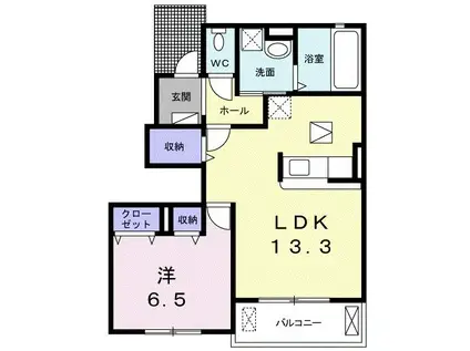 グランパレス磐田I(1LDK/1階)の間取り写真
