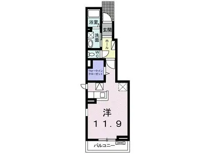 アウローラII(ワンルーム/1階)の間取り写真