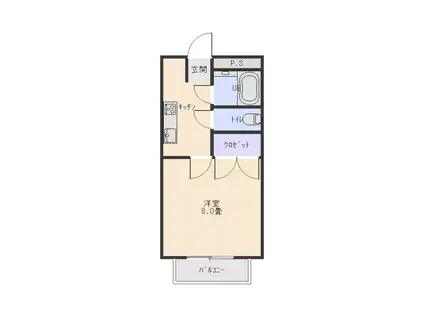 メゾンドルチェ(1K/1階)の間取り写真