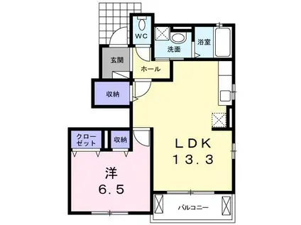 エスポワールA(1LDK/1階)の間取り写真