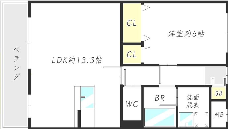 ドゥブラン上津(1LDK/2階)の間取り写真