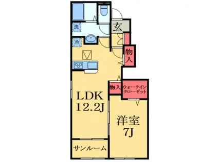コリーヌ・ヴェルトII(1LDK/1階)の間取り写真