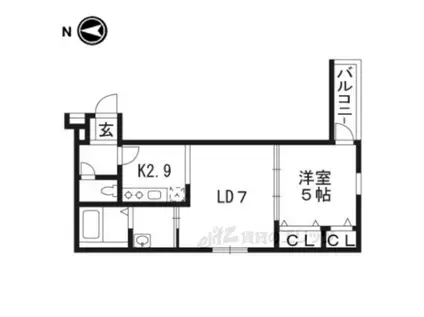 フジパレス牧野Ⅴ番館(1LDK/2階)の間取り写真