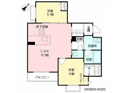 BEREO LUCE 三芳(2LDK/2階)の間取り写真