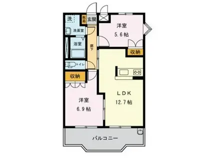 フェリス聖蹟III(2LDK/2階)の間取り写真