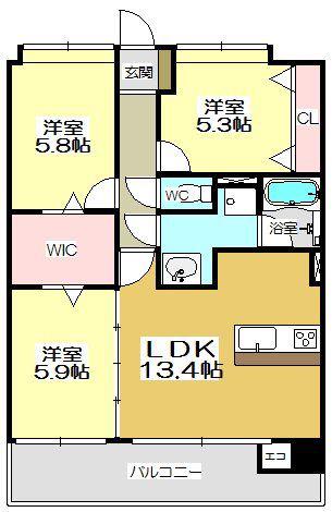 ニューガイア四季彩の丘C棟(3LDK/7階)の間取り写真