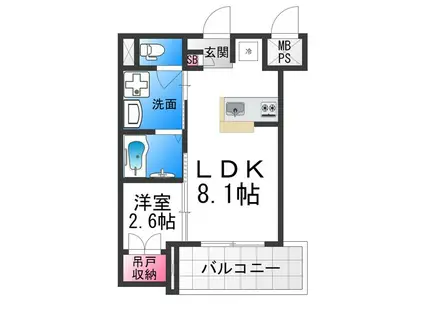 ジーイーディズ(1LDK/4階)の間取り写真