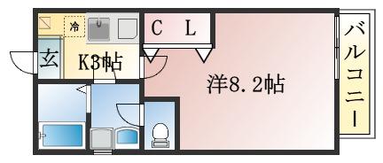 クレフラスト中田町B(1K/2階)の間取り写真