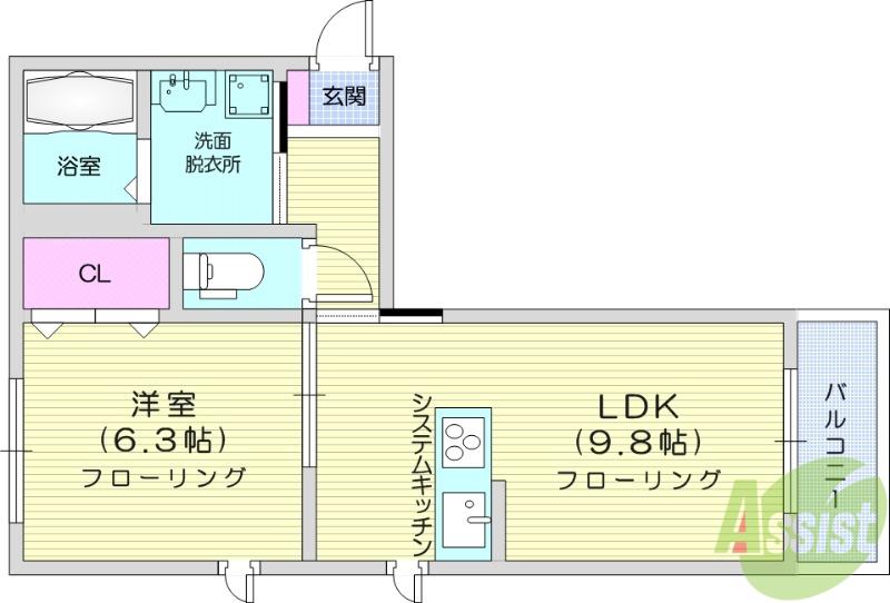 シャーメゾンベルク(1LDK/1階)の間取り写真
