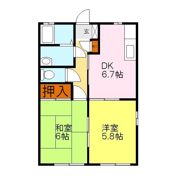 フォルステン・ドルフ A棟(2DK/2階)の間取り写真