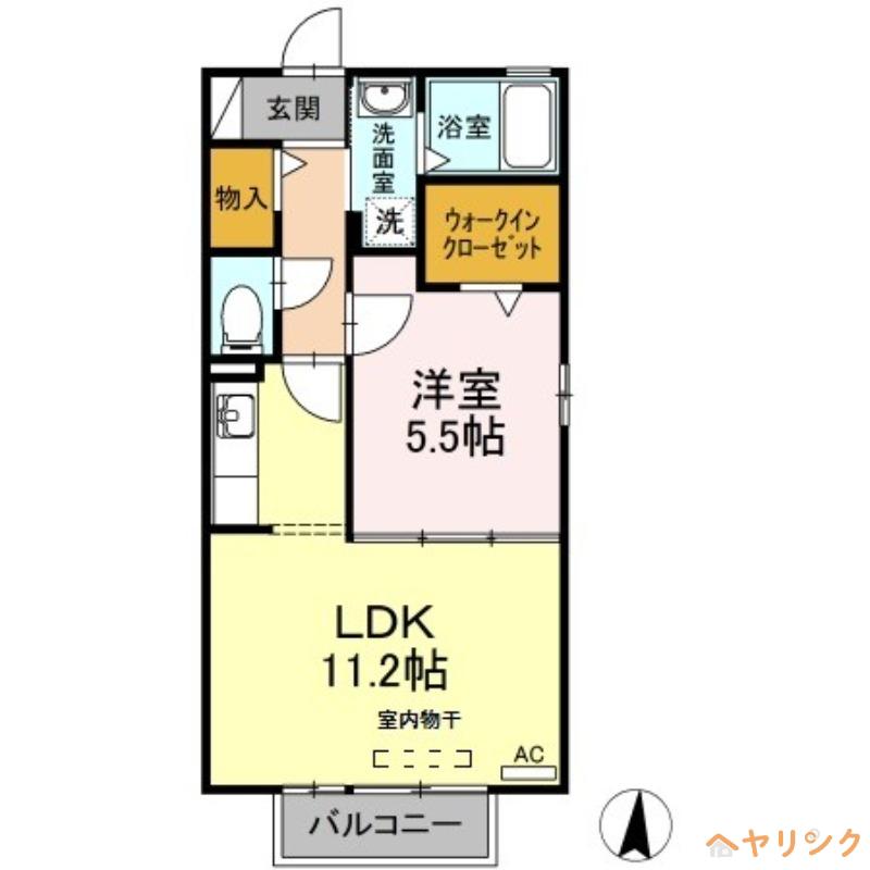 クレール・ヴィラージュII(1LDK/2階)の間取り写真