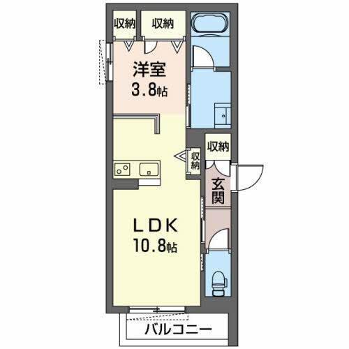 シャーメゾン六条(ワンルーム/2階)の間取り写真