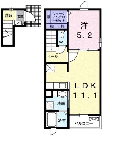 パル山崎(1LDK/2階)の間取り写真