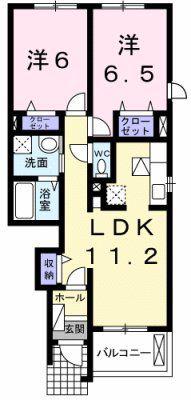 フォレ羽鳥野II(2LDK/1階)の間取り写真