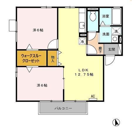 HIGH AVENUEII A(2LDK/2階)の間取り写真