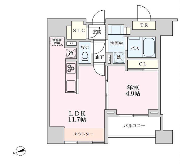 プライマル品川大井町(1LDK/5階)の間取り写真