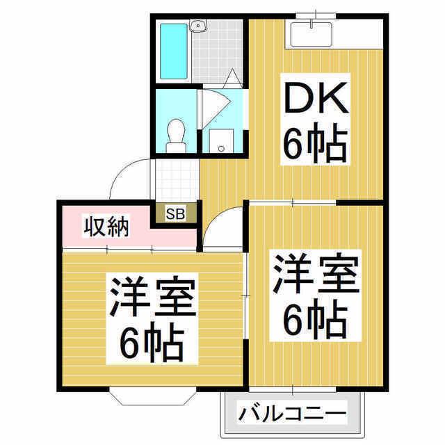 コーポナガタ(2DK/2階)の間取り写真