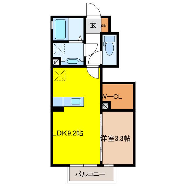 プレミール丸野(1LDK/1階)の間取り写真
