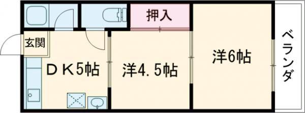 ニュー芝の下ハイツ(2DK/1階)の間取り写真