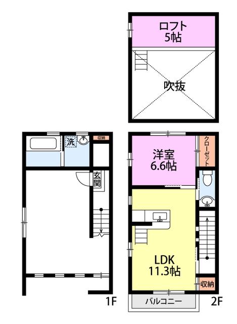 GマークII(1LDK/1階)の間取り写真