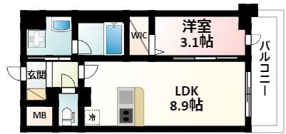 ファーストフィオーレ江坂ガーデン(1LDK/3階)の間取り写真