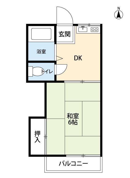ハイツ白馬(1DK/2階)の間取り写真