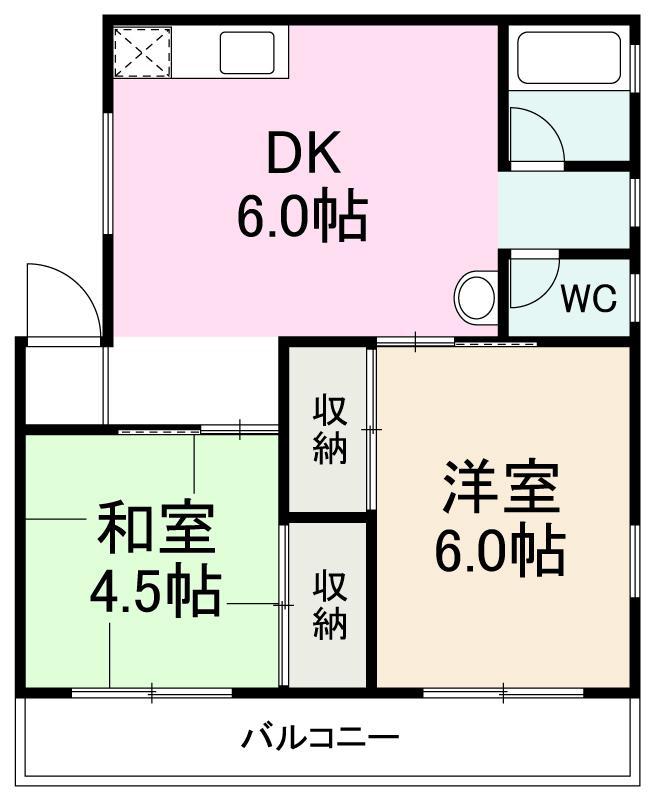 明光マンション(2DK/3階)の間取り写真