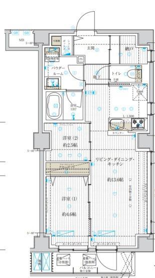 アスブルーム奥浅草(2LDK/6階)の間取り写真
