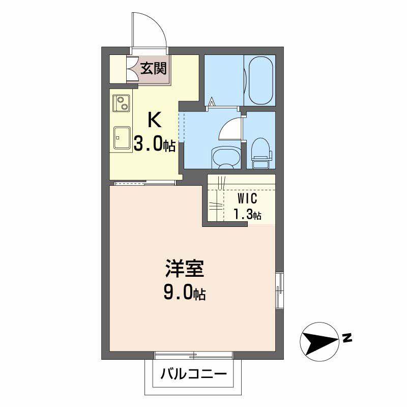 ルクエンス小田原B(1K/1階)の間取り写真