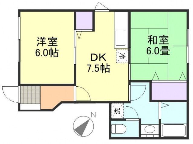 グランアルファーA棟(2DK/1階)の間取り写真