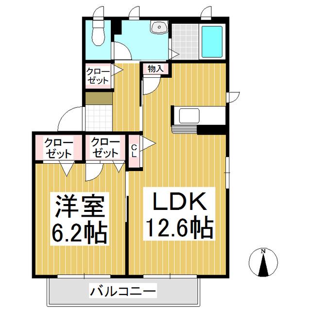 シャルマンカーサ S(1LDK/2階)の間取り写真
