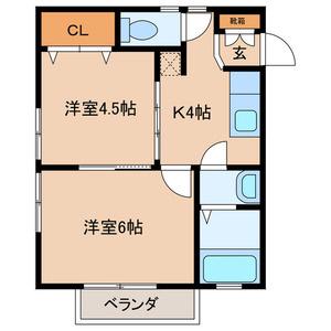 カンフォタブル(2K/2階)の間取り写真