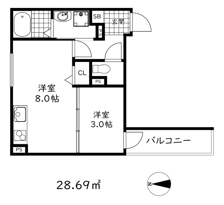 リブレメゾン住吉1(1LDK/2階)の間取り写真