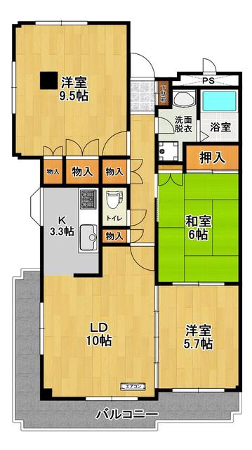 アネックス郡山(3LDK/3階)の間取り写真