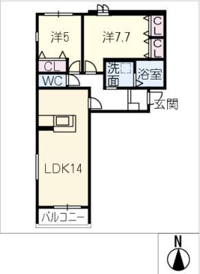 URIQUE(2LDK/1階)の間取り写真