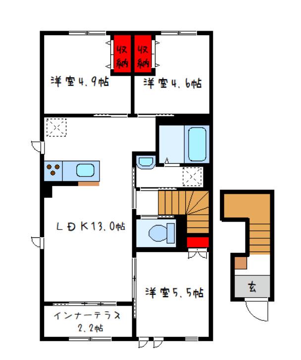 ティアレ(2LDK/2階)の間取り写真