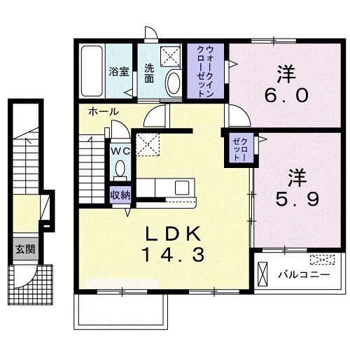 ネオハーモニー(2LDK/2階)の間取り写真