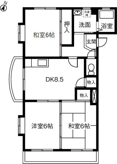 ウィンザーK&Y六軒屋(3LDK/3階)の間取り写真