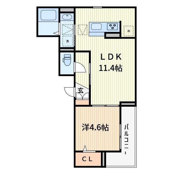 ノーブルラフィネ蕨(1LDK/1階)の間取り写真