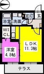 ステラONE諸岡(1LDK/1階)の間取り写真
